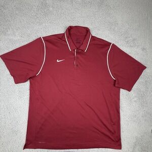 Nike Polo Shirt Mens XL Burgundy Dri-FIT Performance Golf Short Sleeve‎ Swoosh